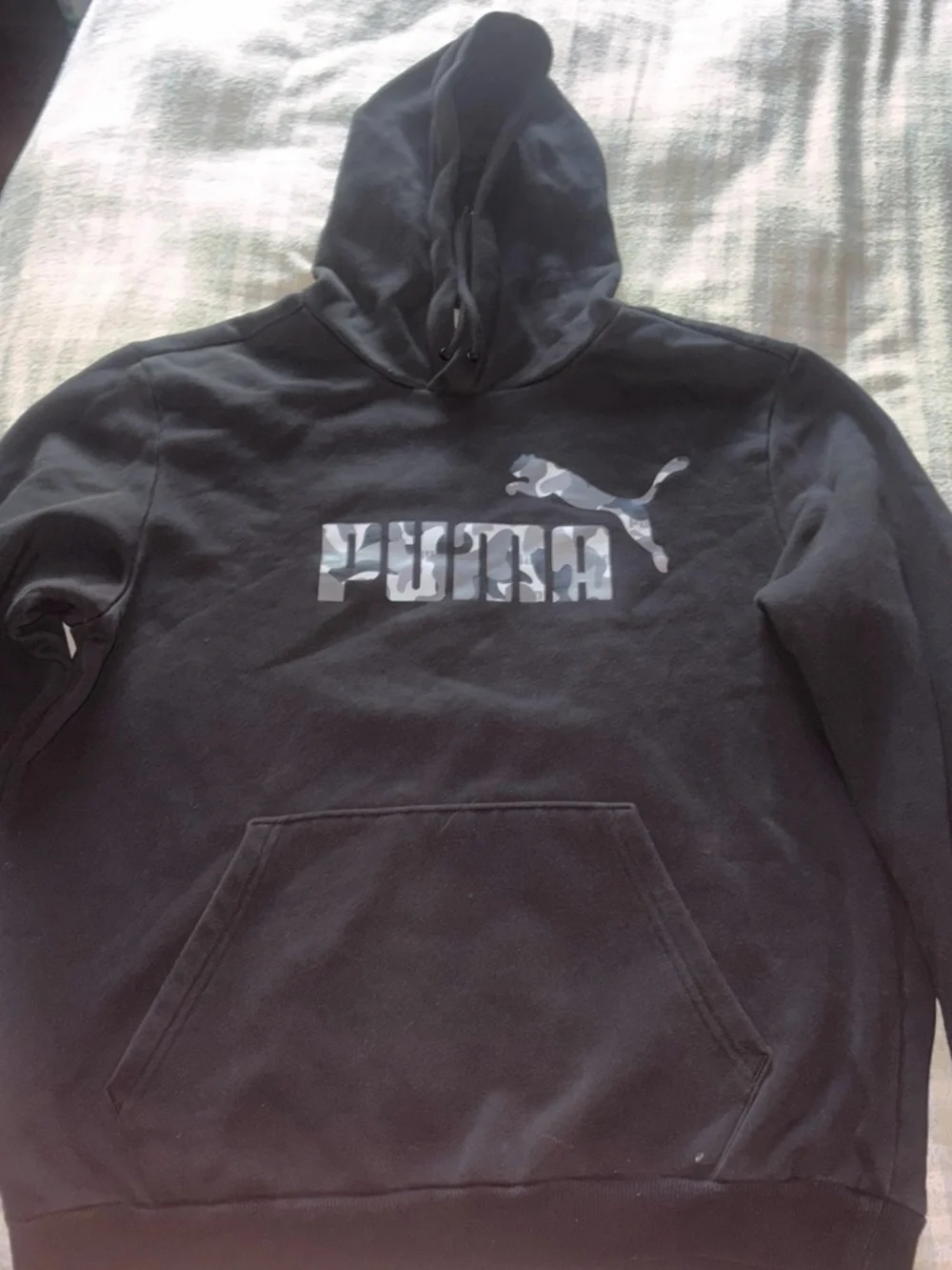 Puma Men’s Black Crewneck Hoodie with Grey Camo Logo